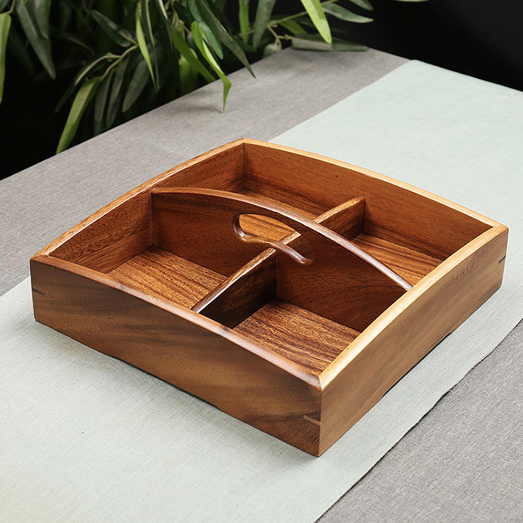  Wholesale Square Walnut Wood Serving Tray with Handle